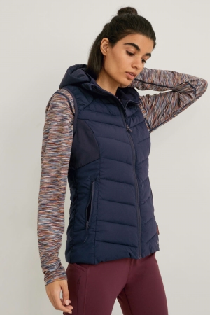 Bundy C&A Prešívané Gilet With Hood Thermolite® Ecomade Damske Tmavo Modre | 5670QXDNW