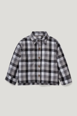 Kosele C&A Flannel Genderneutral Organic Bavlnene Check Dievcenske Siva | 1684PZJEI