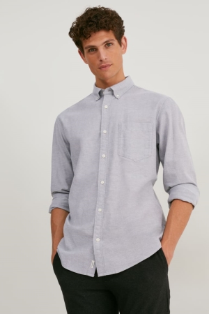 Kosele C&A Oxford Regular Fit Button-down Collar Panske Siva | 5210JKXQC