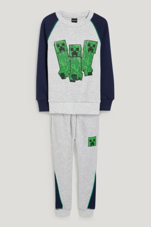 Mikiny C&A Minecraft Set And Joggers 2 Piece Dievcenske Svetlo Siva | 7528MBYOJ