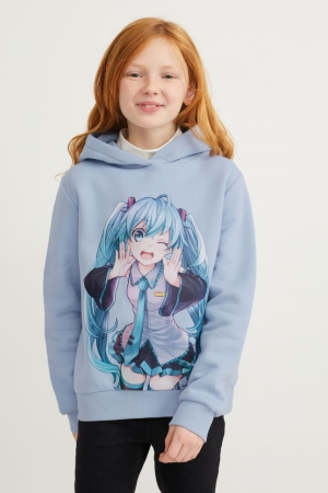 Mikiny S Kapucňou C&A Hatsune Miku Dievcenske Svetlo Modre | 6012PGZBT