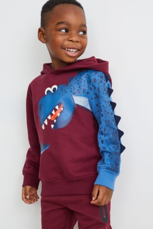 Mikiny S Kapucňou C&A Multipack Of 2 Dinosaur And Long Sleeve Dievcenske Bordove | 2180RFJAI