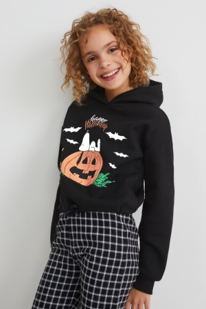 Mikiny S Kapucňou C&A Snoopy Halloween Dievcenske Čierne | 3597BVIWX