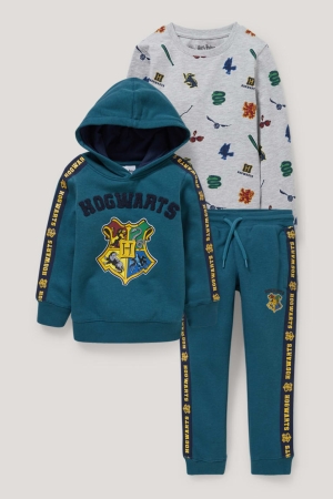 Nohavice C&A Harry Potter Set, Long Sleeve And Joggers Chlapcenske Tmavo Tyrkysové | 3198DQRHA