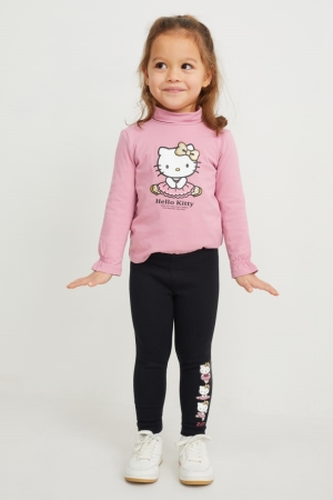 Nohavice C&A Multipack Of 2 Hello Kitty Thermal Leggings Dievcenske Čierne | 9712XACEF