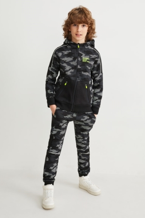 Nohavice C&A Set Zip-through With Hood And Joggers 2 Piece Chlapcenske Camouflage | 8345EHGJQ