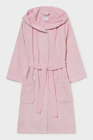 Plavky C&A Bathrobe With Hood Organic Bavlnene Dievcenske Ruzove | 2367MVAOZ