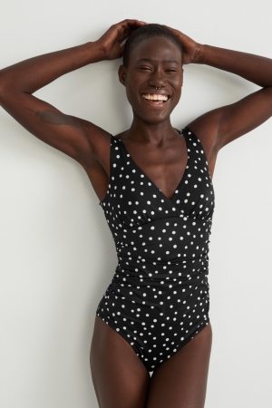 Plavky C&A Swimsuit Polstrované Polka Dot Damske Čierne | 1279KYWBR