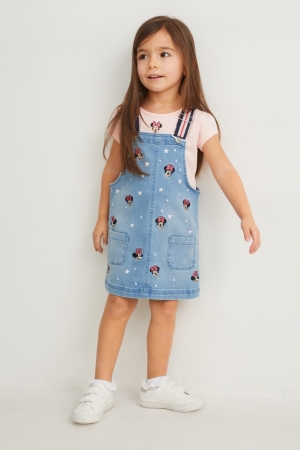 Saty C&A Minnie Mouse Set Sleeve And Pinafore 2 Piece Dievcenske Modre Svetlo Modre | 4763PBFUC