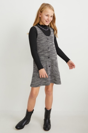 Saty C&A Set Bouclé And Long Sleeve 2 Piece Dievcenske Čierne | 6935WBOZV