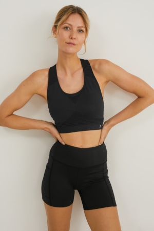 Spodne Pradlo C&A Multipack Of 2 Sports Bra Polstrované Recycled Damske Čierne | 1263BWERC