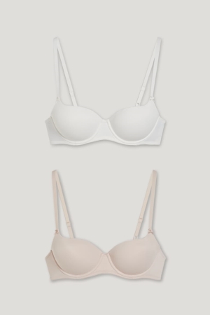 Spodne Pradlo C&A Multipack Of 2 Underwire Bra Full Coverage Polstrované Damske Biele Béžové | 6250OULYP