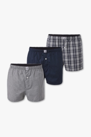 Spodne Pradlo C&A Multipack Of 3 Boxer Woven Organic Bavlnene Panske Tmavo Modre | 0841MQZPC