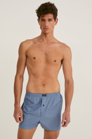 Spodne Pradlo C&A Multipack Of 3 Boxer Woven Organic Bavlnene Panske Tmavo Modre | 0936ZLNVH