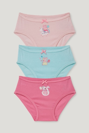 Spodne Pradlo C&A Multipack Of 3 Peppa Pig Briefs Organic Bavlnene Dievcenske Ruzove | 5826FMGOW