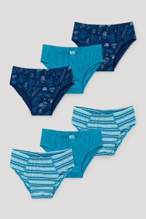 Spodne Pradlo C&A Multipack Of 6 Briefs Organic Bavlnene Chlapcenske Tmavo Modre | 9143UDORZ