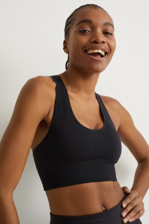 Spodne Pradlo C&A Sports Bra Polstrované Lycra® Recycled Damske Čierne | 0461KTRCP