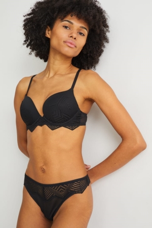 Spodne Pradlo C&A Underwire Bra Plunge Push-up Damske Čierne | 2740AEYZK