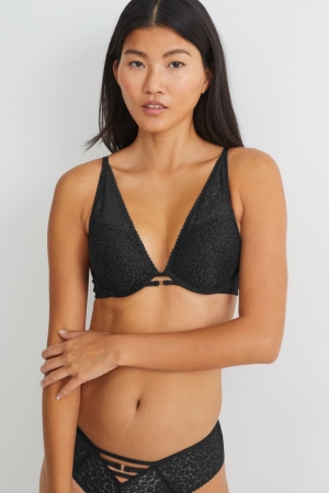 Spodne Pradlo C&A Underwire Bra Plunge Polstrované Push-up Damske Čierne | 2956OWXVC