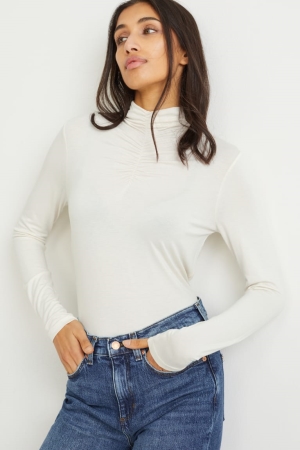 Topy C&A Long Sleeve Damske Biele | 2568AFOWX