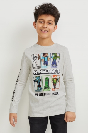 Topy C&A Minecraft Long Sleeve Chlapcenske Svetlo Siva | 7391GHZJR