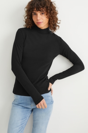 Topy C&A Polo Neck Damske Čierne | 4369NUYHG