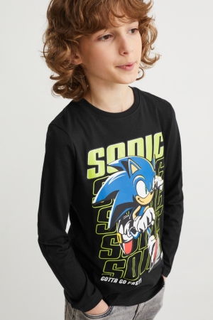 Topy C&A Sonic Long Sleeve Chlapcenske Čierne | 1765PBKEC