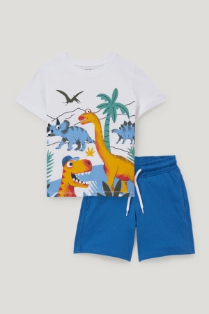 Tricko C&A Dinosaur Set Sleeve And 2 Piece Chlapcenske Biele | 4910NCEPW