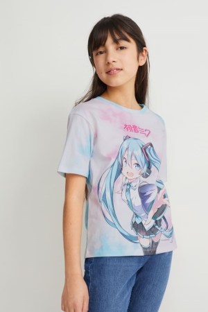 Tricko C&A Hatsune Miku Sleeve Dievcenske Svetlo Nachový | 3156HANPO