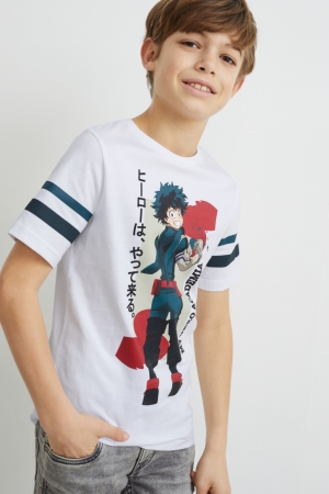 Tricko C&A My Hero Academia Sleeve Chlapcenske Biele | 7812QFHAT