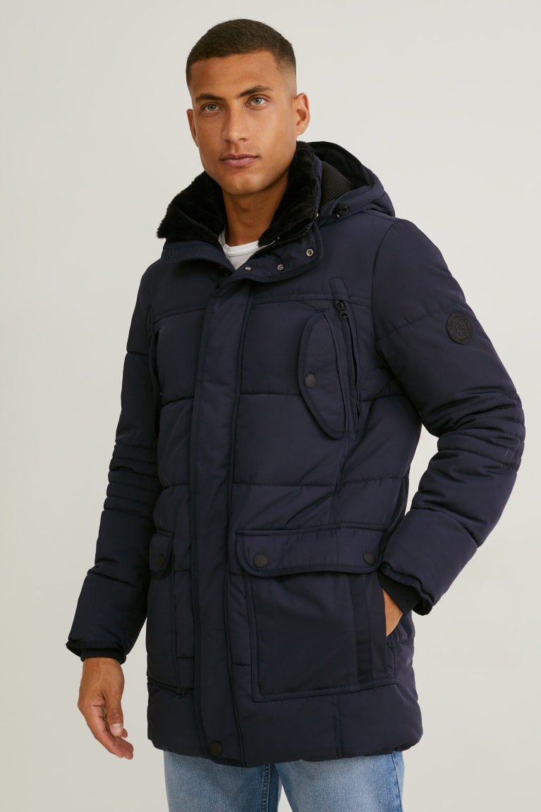 Bundy C&A Parka With Hood And Faux Fur Trim Zimná Panske Tmavo Modre | 9263TAPWO