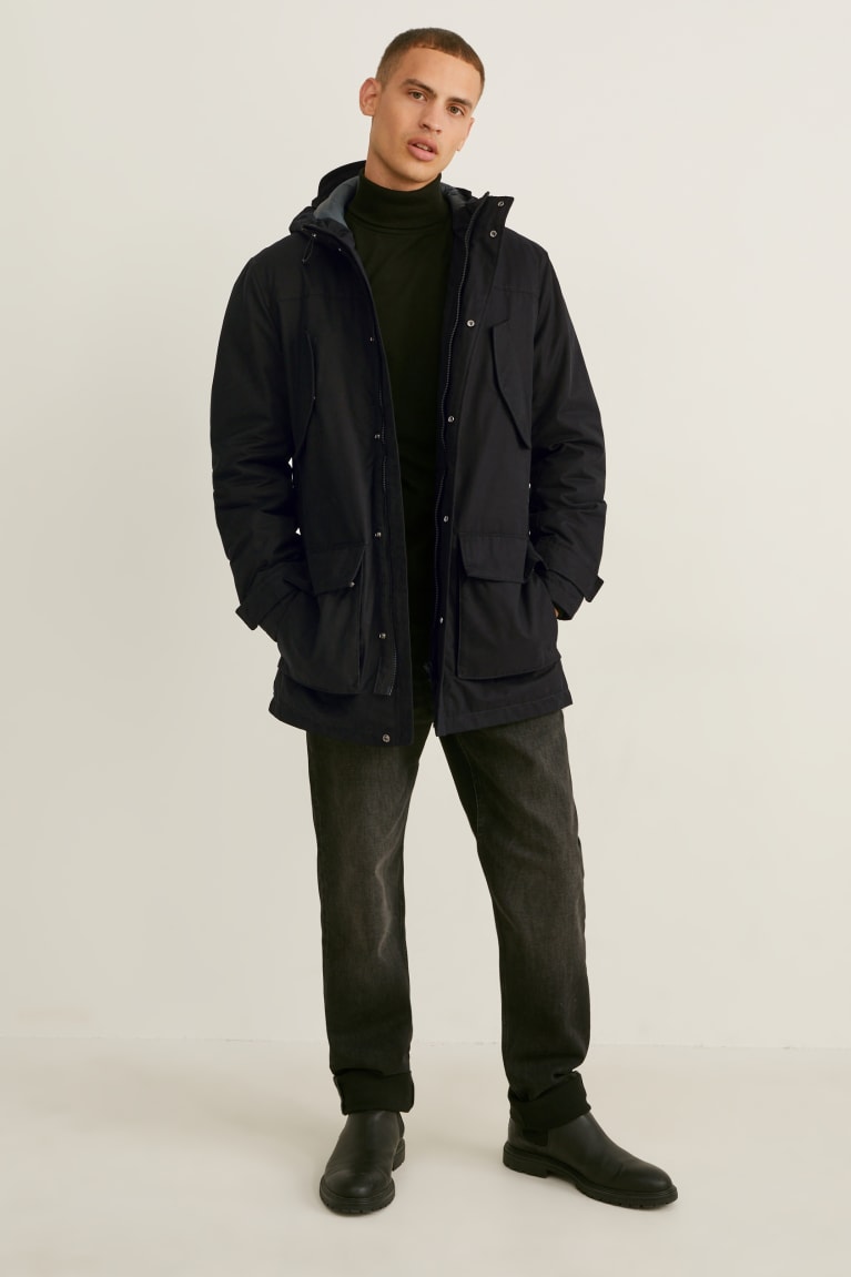 Bundy C&A Parka With Hood Panske Čierne | 0472FUKSO