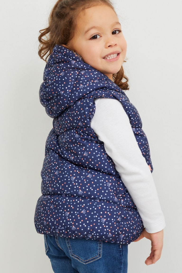 Bundy C&A Prešívané Gilet With Hood Recycled Polka Dot Dievcenske Tmavo Modre | 3687CAUZQ