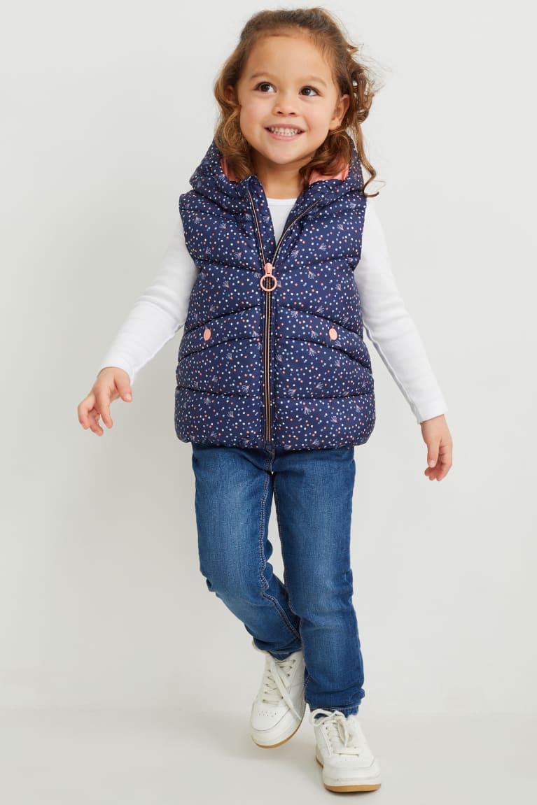 Bundy C&A Prešívané Gilet With Hood Recycled Polka Dot Dievcenske Tmavo Modre | 3687CAUZQ