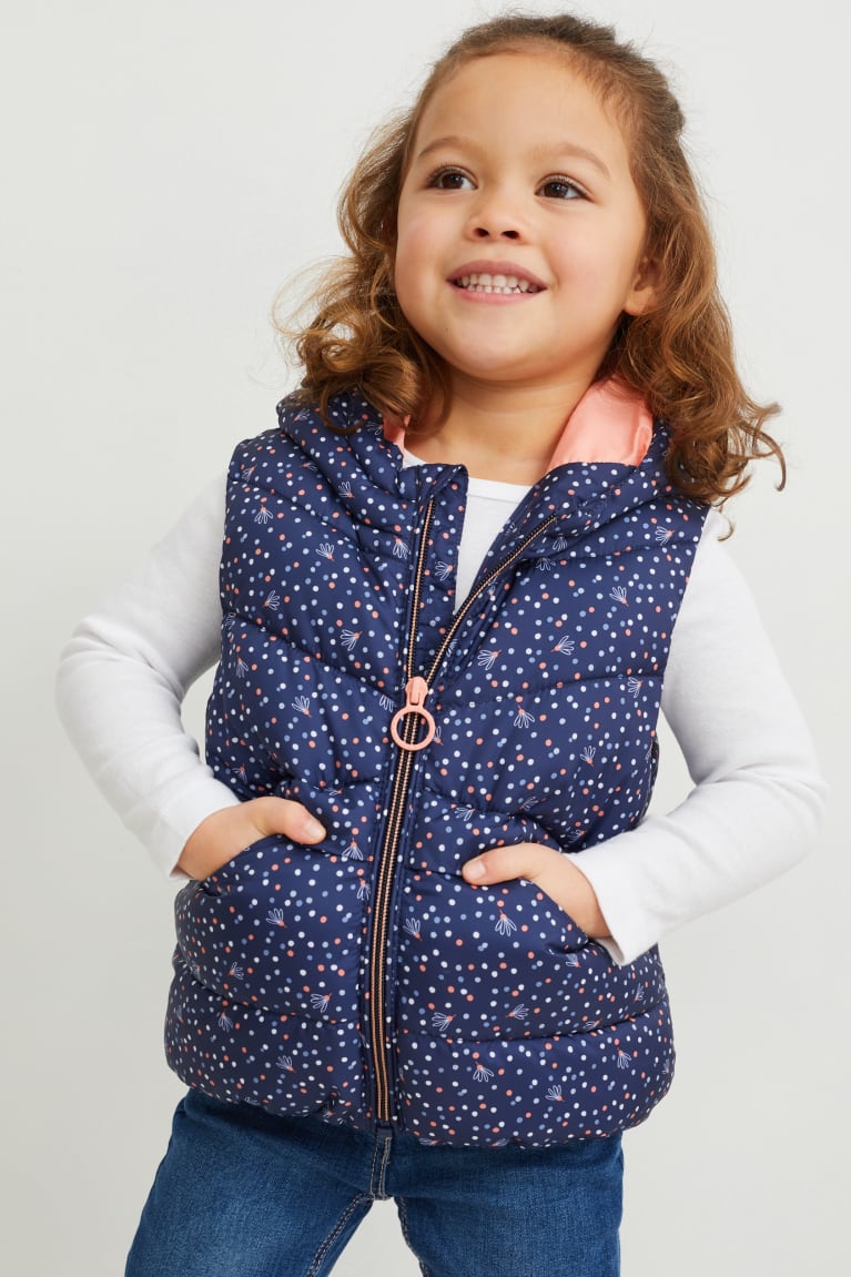 Bundy C&A Prešívané Gilet With Hood Recycled Polka Dot Dievcenske Tmavo Modre | 3687CAUZQ