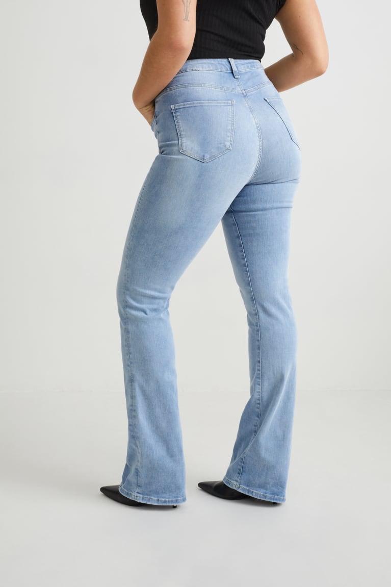 Džínsy C&A Curvy High Pásom Bootcut Lycra® Damske Modre Svetlo Modre | 3460SAZMQ