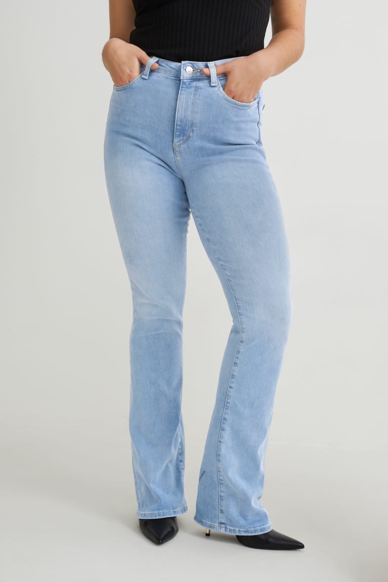 Džínsy C&A Curvy High Pásom Bootcut Lycra® Damske Modre Svetlo Modre | 3460SAZMQ