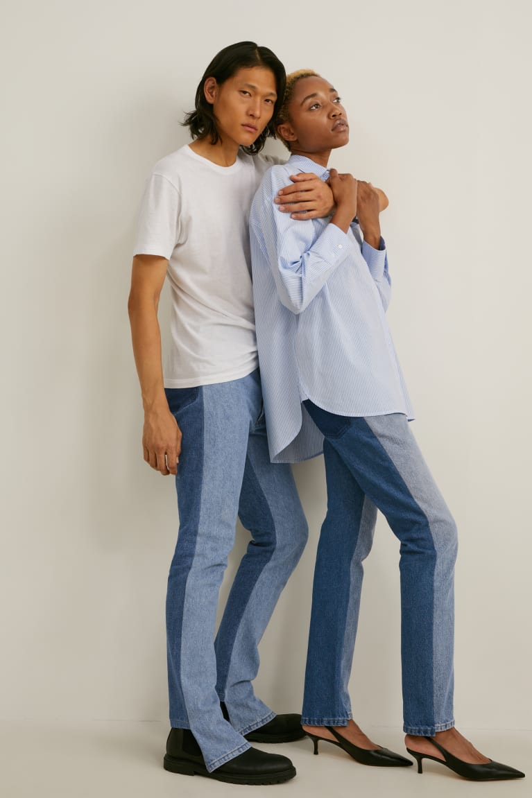 Džínsy C&A E.L.V. Denim Rovno High Pásom Genderneutral Recycled Panske Modre Svetlo Modre | 8213QNYUX