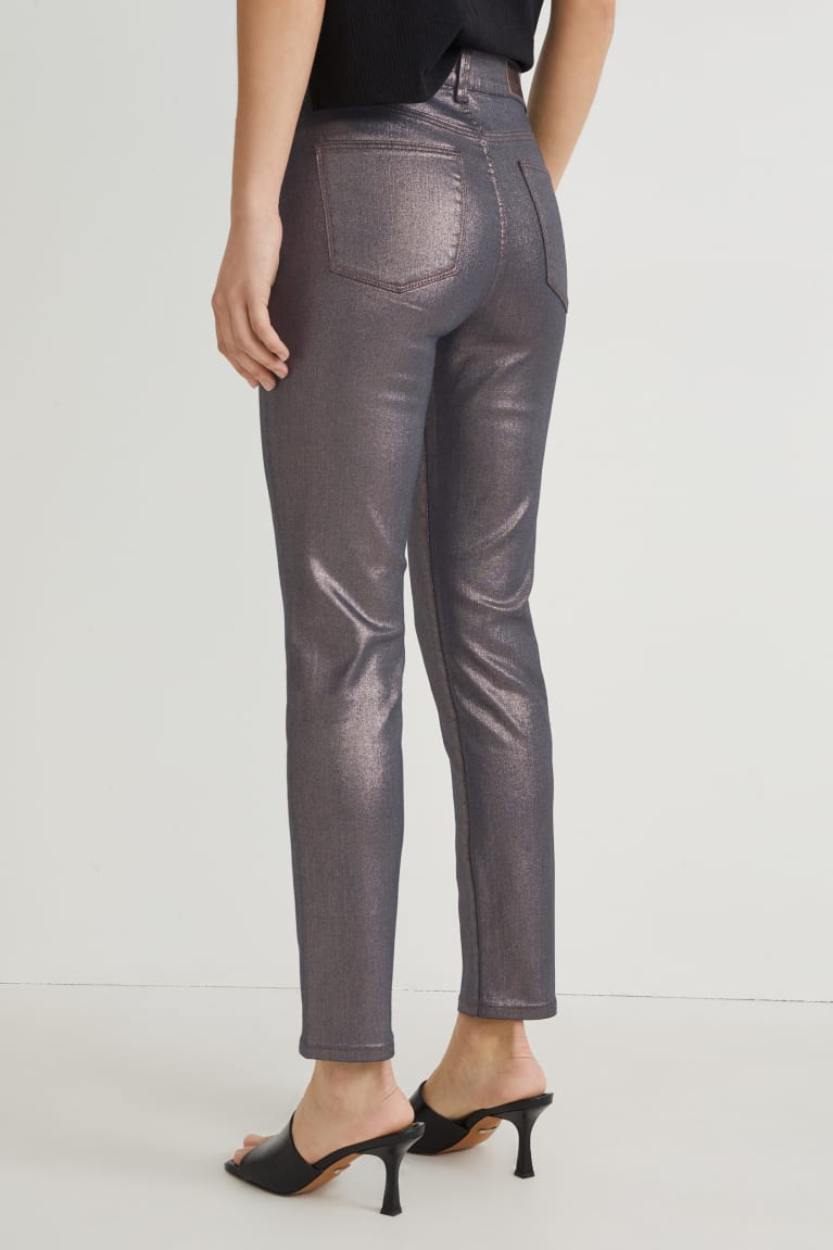 Džínsy C&A Slim High Pásom Lycra® Shiny Damske Hnede | 5043IQYJP