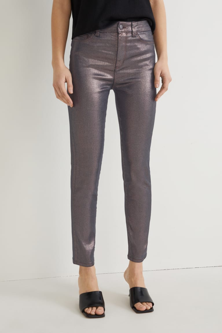 Džínsy C&A Slim High Pásom Lycra® Shiny Damske Hnede | 5043IQYJP