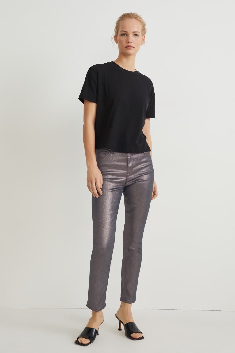 Džínsy C&A Slim High Pásom Lycra® Shiny Damske Hnede | 5043IQYJP