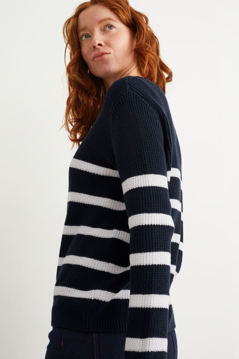 Jumpers C&A Basic Pruhované Damske Tmavo Modre | 1079VPKIY