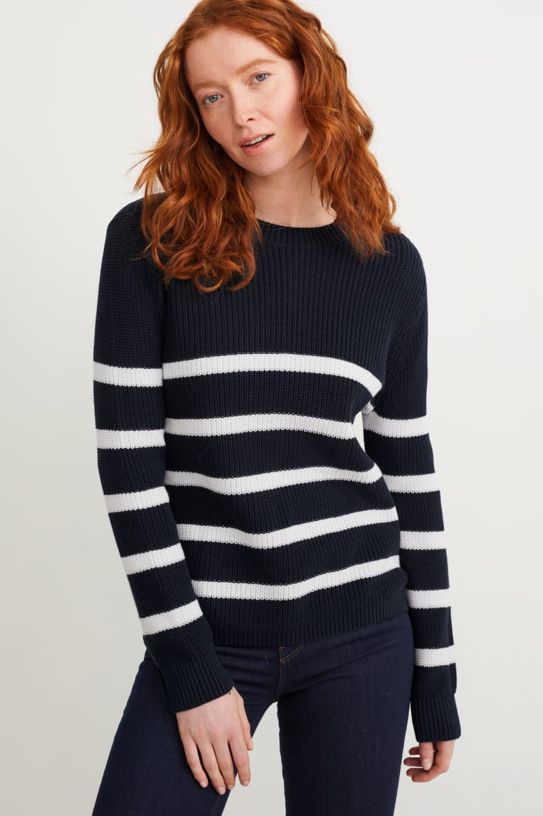 Jumpers C&A Basic Pruhované Damske Tmavo Modre | 1079VPKIY