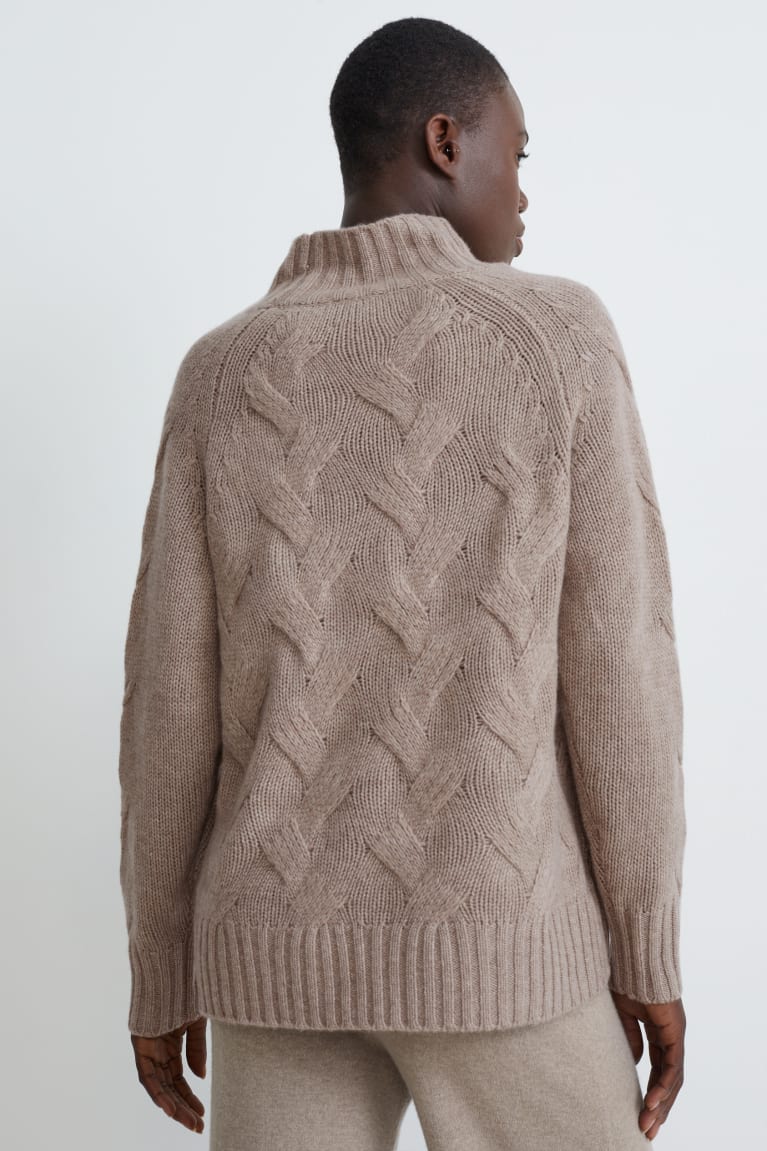 Jumpers C&A Cashmere Cable Knit Pattern Damske Siva Hnede | 6217XWIFG