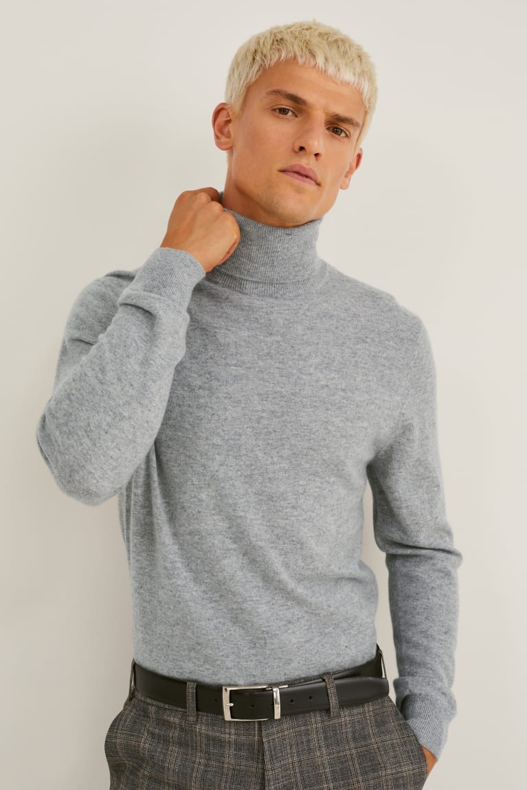 Jumpers C&A Cashmere Polo Neck Panske Siva | 2948QTVIA