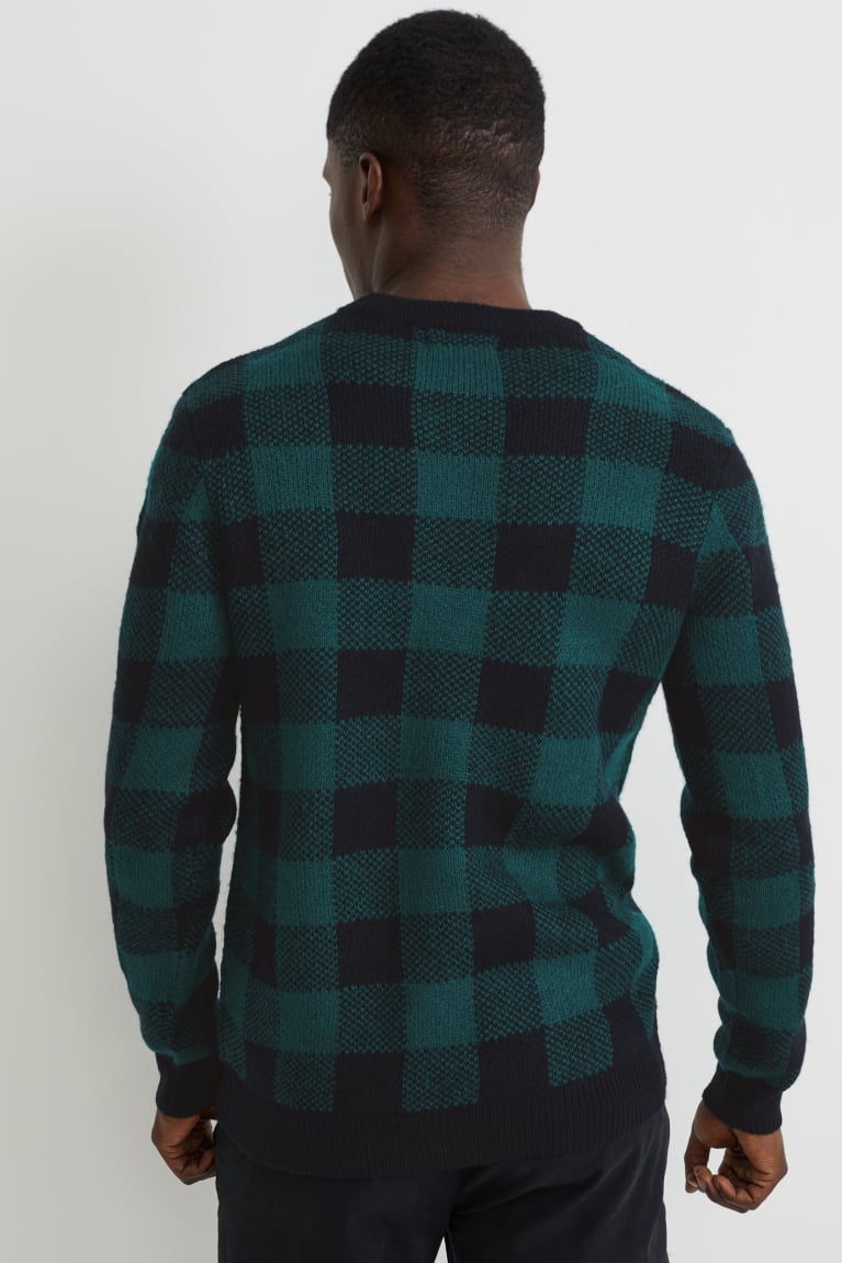 Jumpers C&A Check Panske Tmavo Zelene | 4801IJGYN