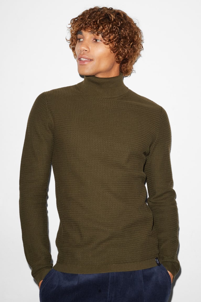 Jumpers C&A Clockhouse Polo Neck Panske Tmavo Zelene | 2486BSMLD