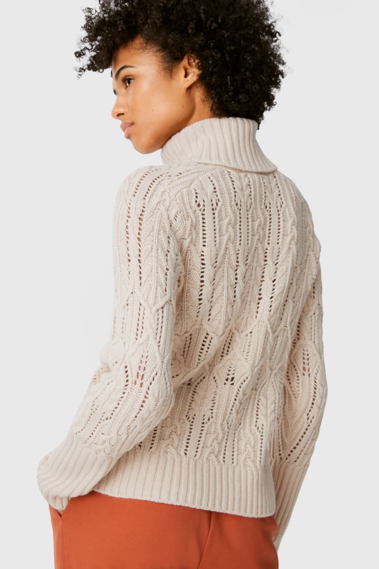 Jumpers C&A Polo Neck Cashmere Blend Recycled Damske Svetlo Hnede | 3758GLKOH