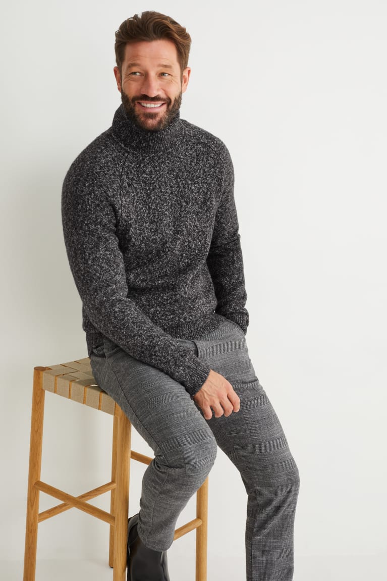 Jumpers C&A Polo Neck Panske Tmavo Siva | 8930QWUDI