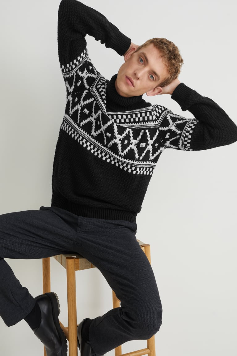 Jumpers C&A Polo Neck Panske Čierne | 5740UFANO